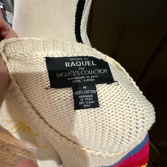 Raquel's Collection Handmade Striped Rainbow Sweater Unique Vintage 90s - Picture 7 of 9